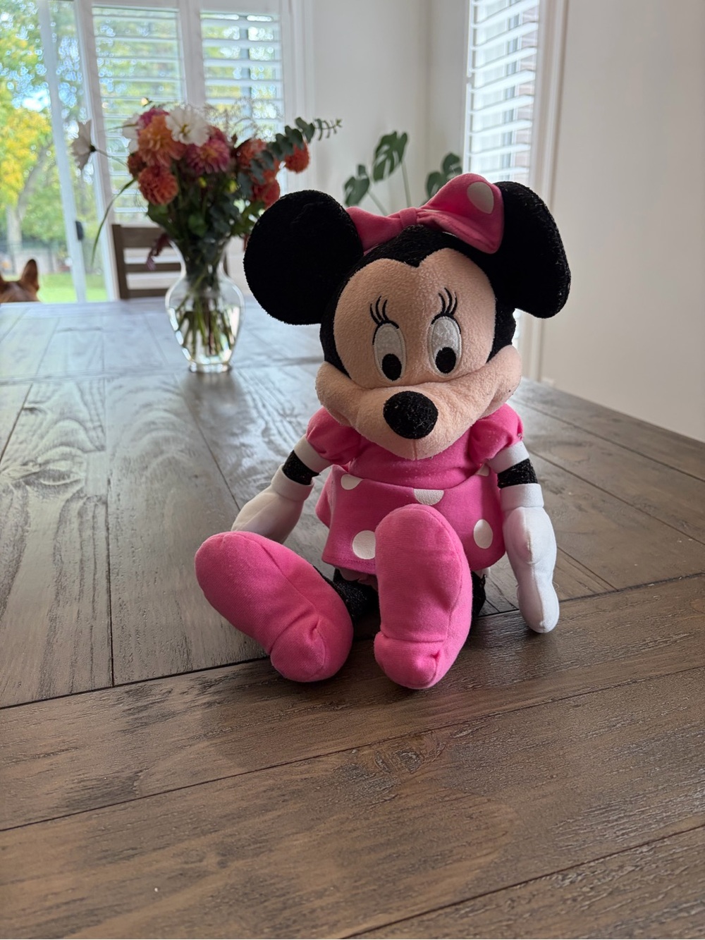 Disney Minnie Mouse Plush in Hot Pink with White Polka Dots